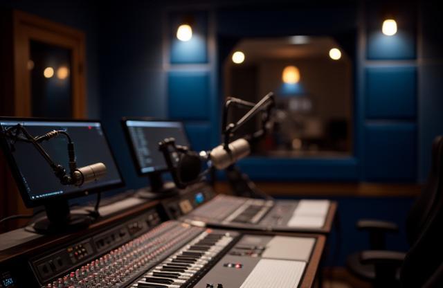 Imagem do estúdio de rádio da Rádio Horizonte Claro
